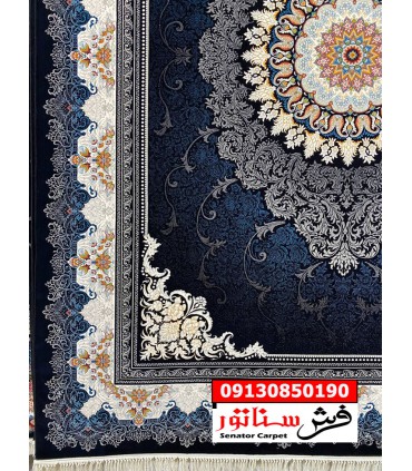 فرش دلاریس کاشان + قیمت فرش دلاریس 700 شانه سرمه ای