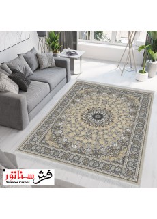 فرش نایین بژ + فرش نایین 700 شانه + فرش گل برجسته