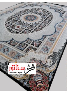 فرش حافظ سرمه ای + فرش ویرجین کاشان + فرش ورژن